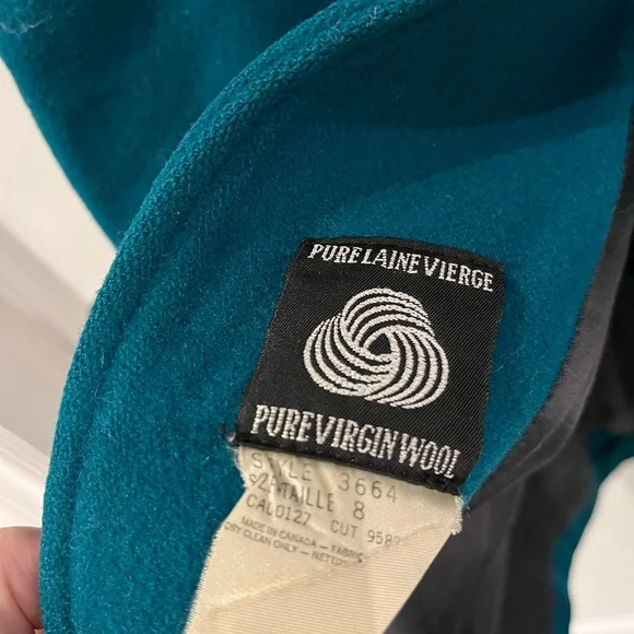 Women's Vintage Teal Double-Breasted Coat - Picture 4 of 4